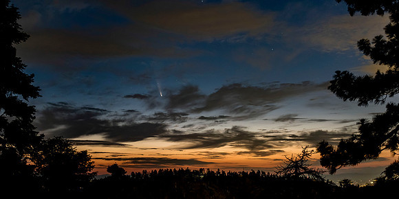 Neowise Comet rising above JPL on Table Mountain