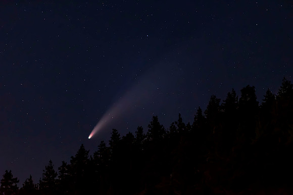 Neowise Comet setting behind Table Mountain