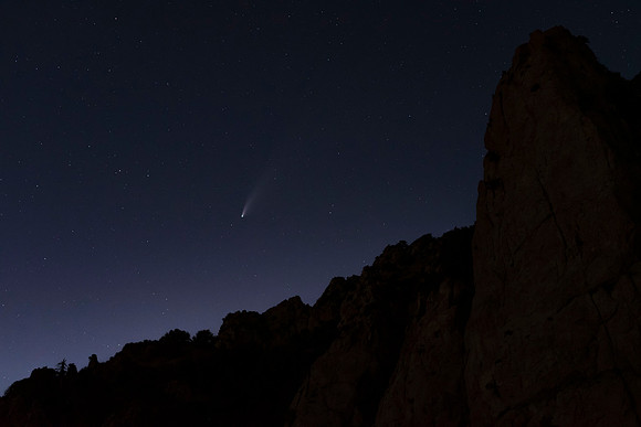 Neowise Comet setting behind Mount Williamson